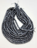 Black Terahertz Faceted Rondelle Shape Beads, Black Terahertz Rondelle Beads, Terahertz Faceted Beads, 15.5" Full Strand PRP658