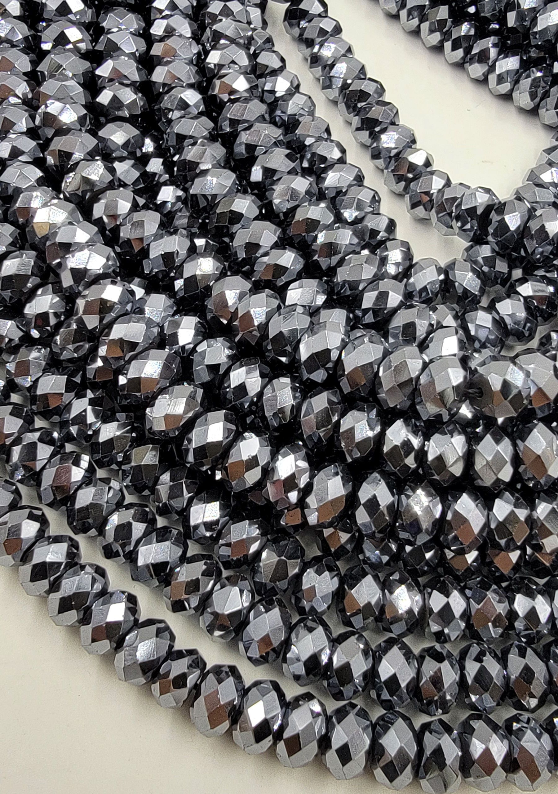 Black Terahertz Faceted Rondelle Shape Beads, Black Terahertz Rondelle Beads, Terahertz Faceted Beads, 15.5" Full Strand PRP658