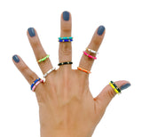Colorful Enamel Ring, Multicolor Enamel Band Rainbow Ring, Enamel Stacking Ring Open Ring Adjustable Ring Pink Green White Neon Ring, RG032